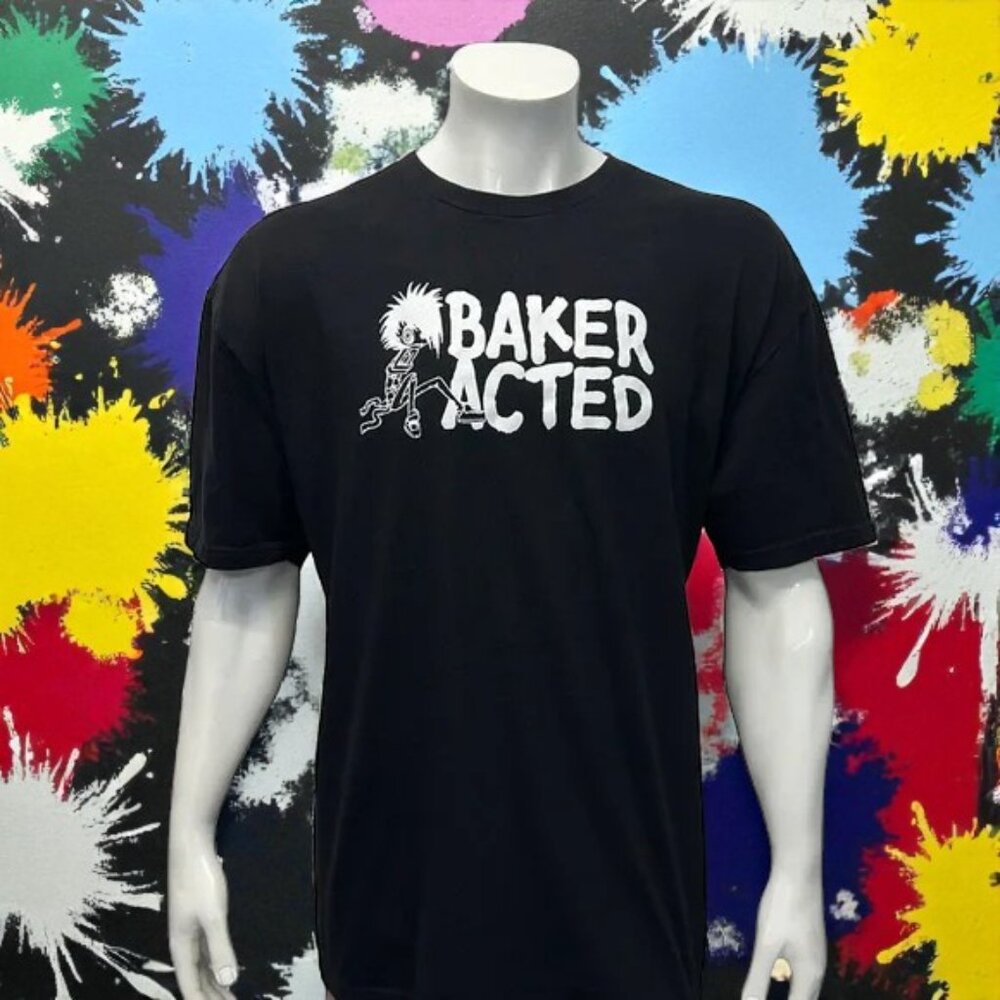Next Level Apparel Black White "Baker Acted" Psycho Grunge Graphic T-Shirt 3XL
